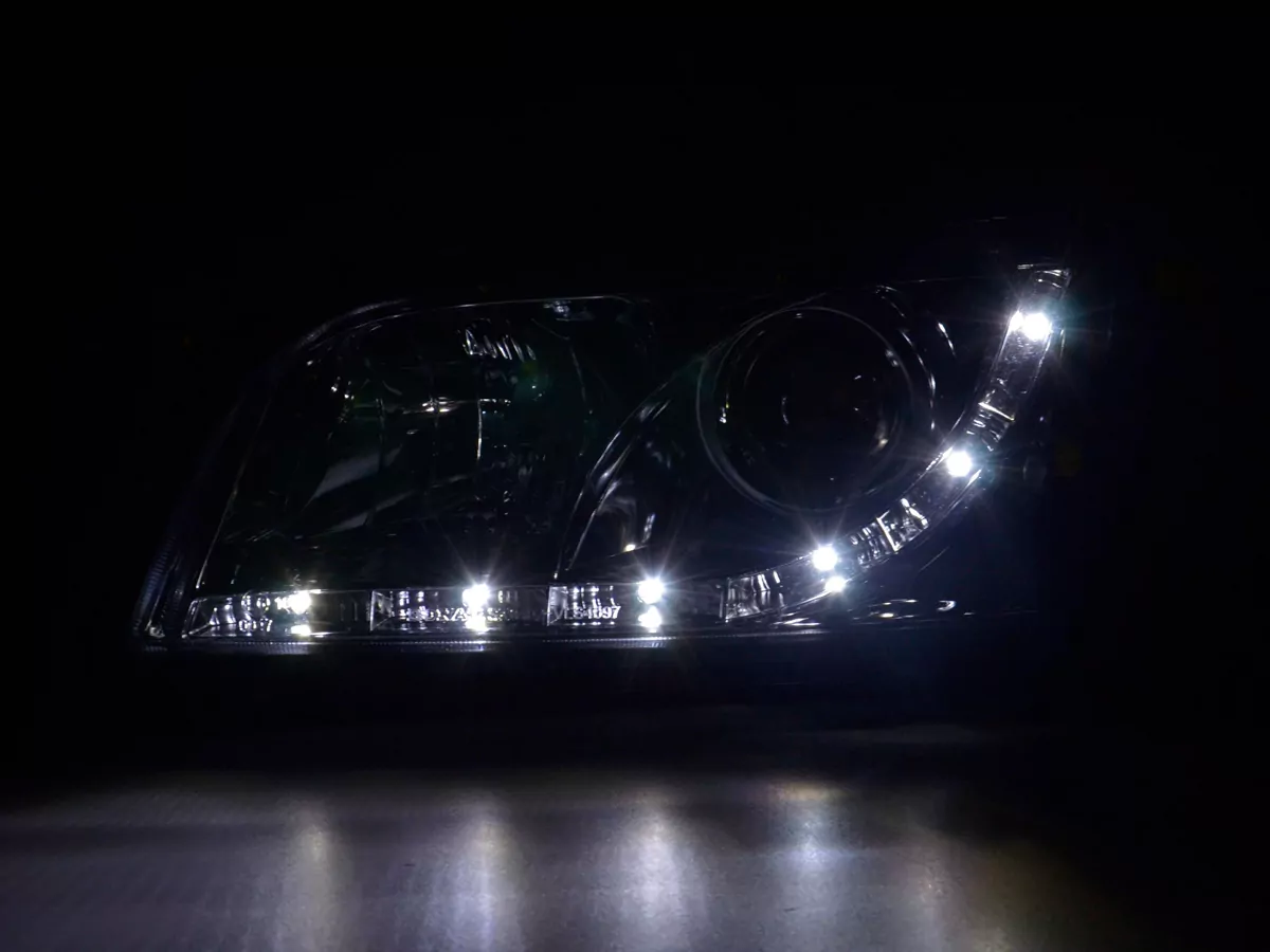 Scheinwerfer Set Daylight LED TFL-Optik Volvo S40/V40 Typ V Bj. 96-04 chrom