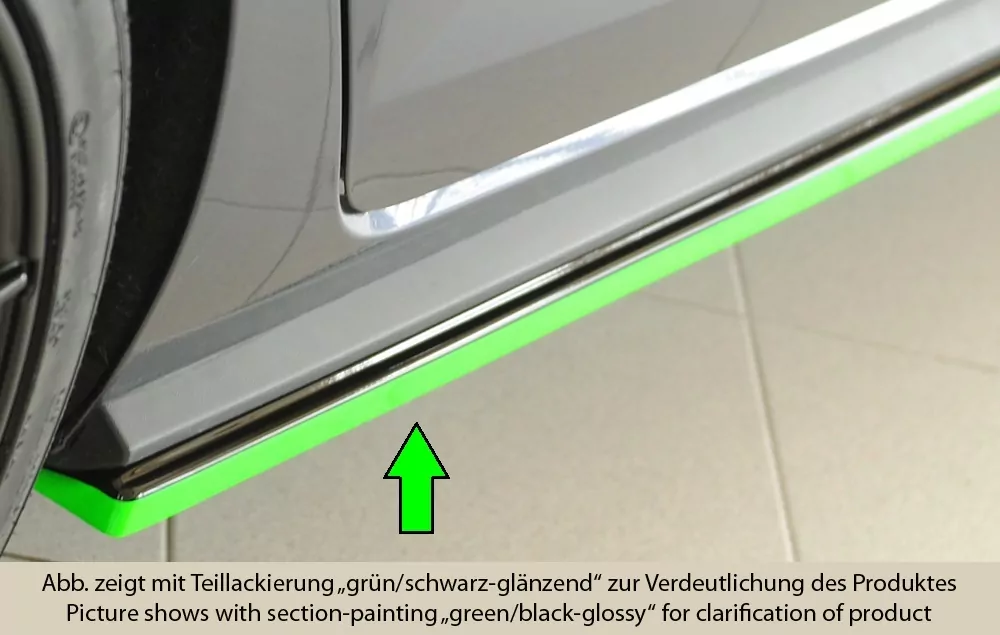 Rieger Seitenschweller rechts ansatz glanz schwarz für VW Polo (AW) R-Line 5-tür. 06.21- (ab Facelift)