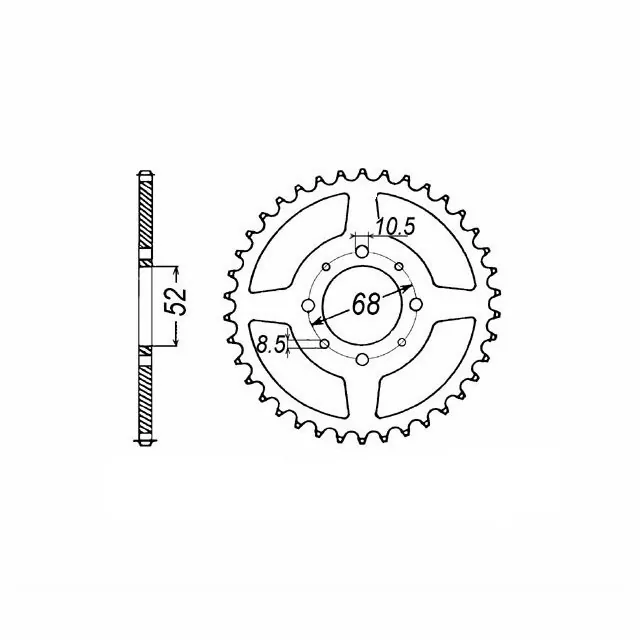 Kettenrad Stahl 42 Zähne Teilung 428