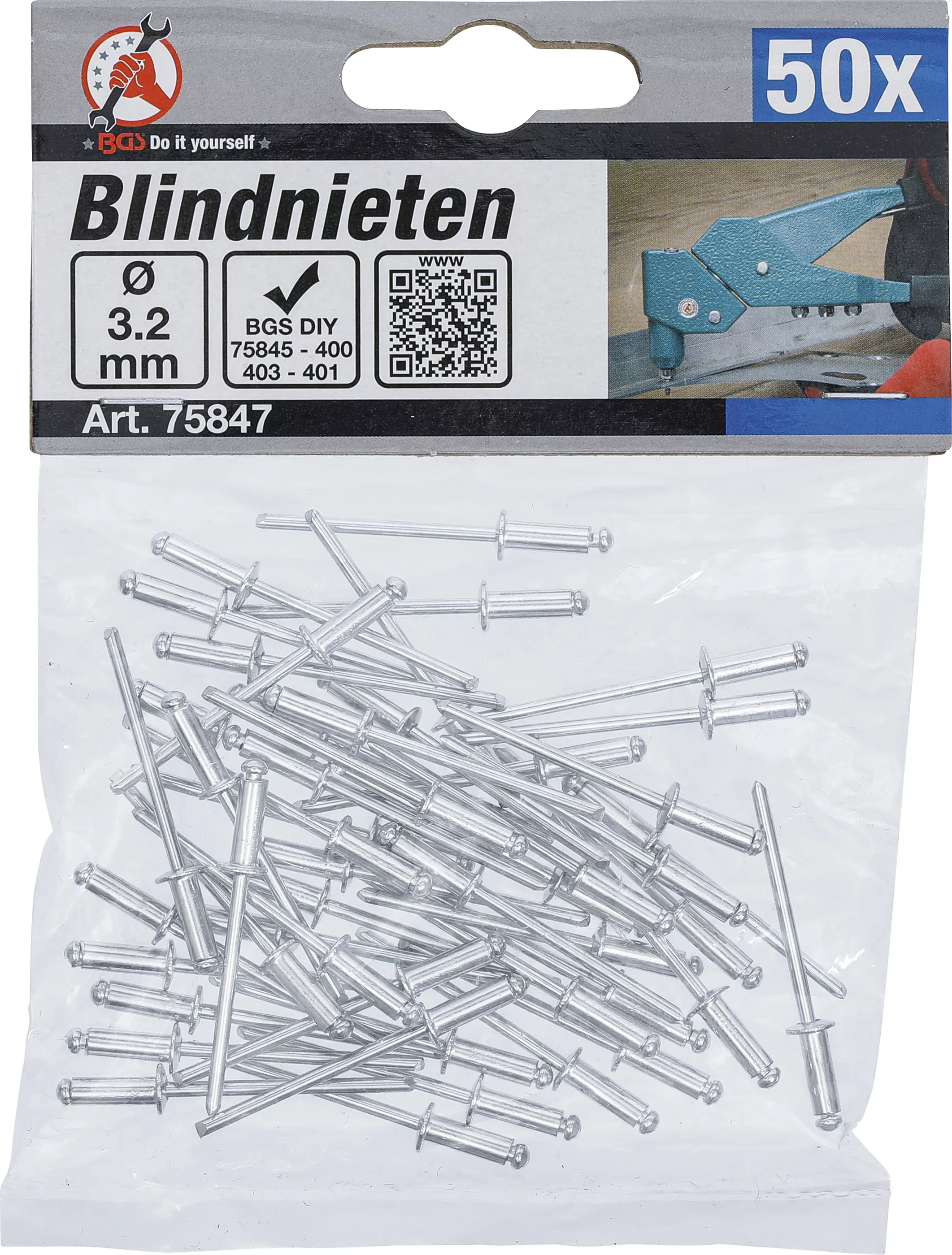 Blindnieten-Sortiment | Ø 3,2 mm | 50-tlg.