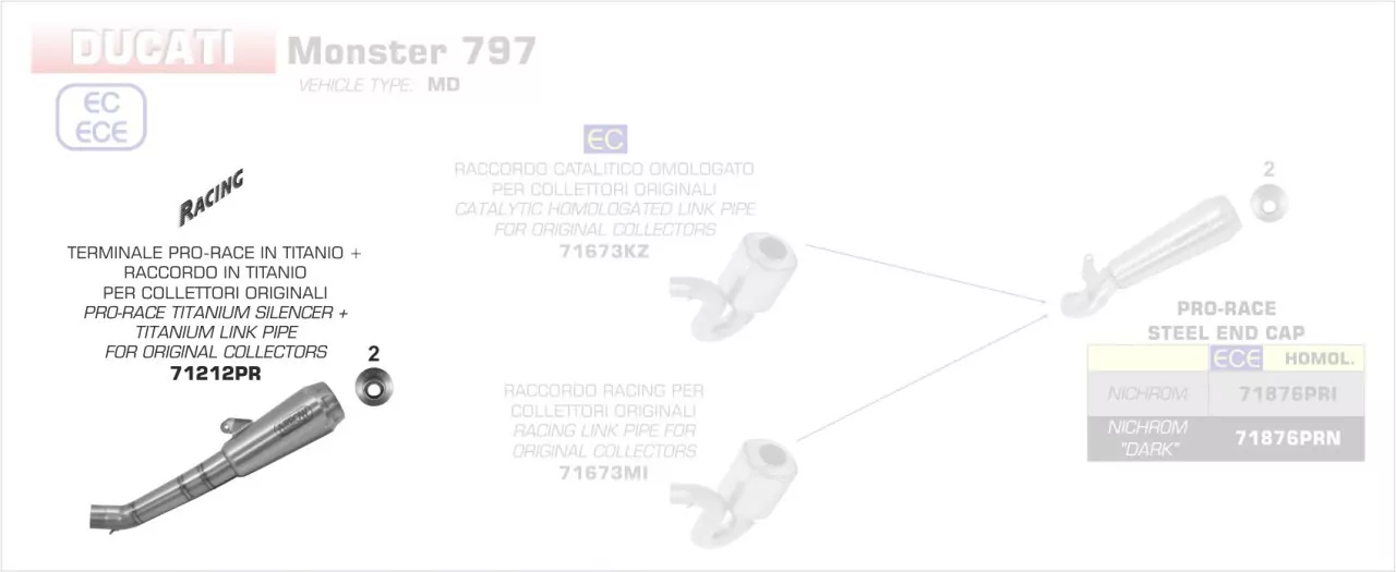Arrow Endschalldämpfer Race-Tech Titan, Homologiert Ducati MONSTER