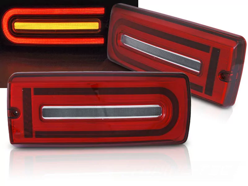 Led Bar Tail Lights Red White Fits Mercedes W463 G-class 90-18