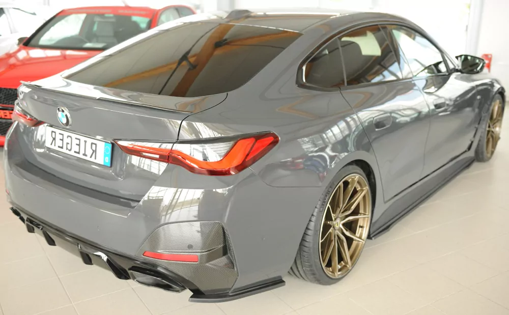 Rieger Heckschürzenansatz seitlich rechts matt schwarz für BMW i4 M G26  (G4C) Gran Coupé (5-tür.) 11.21-
