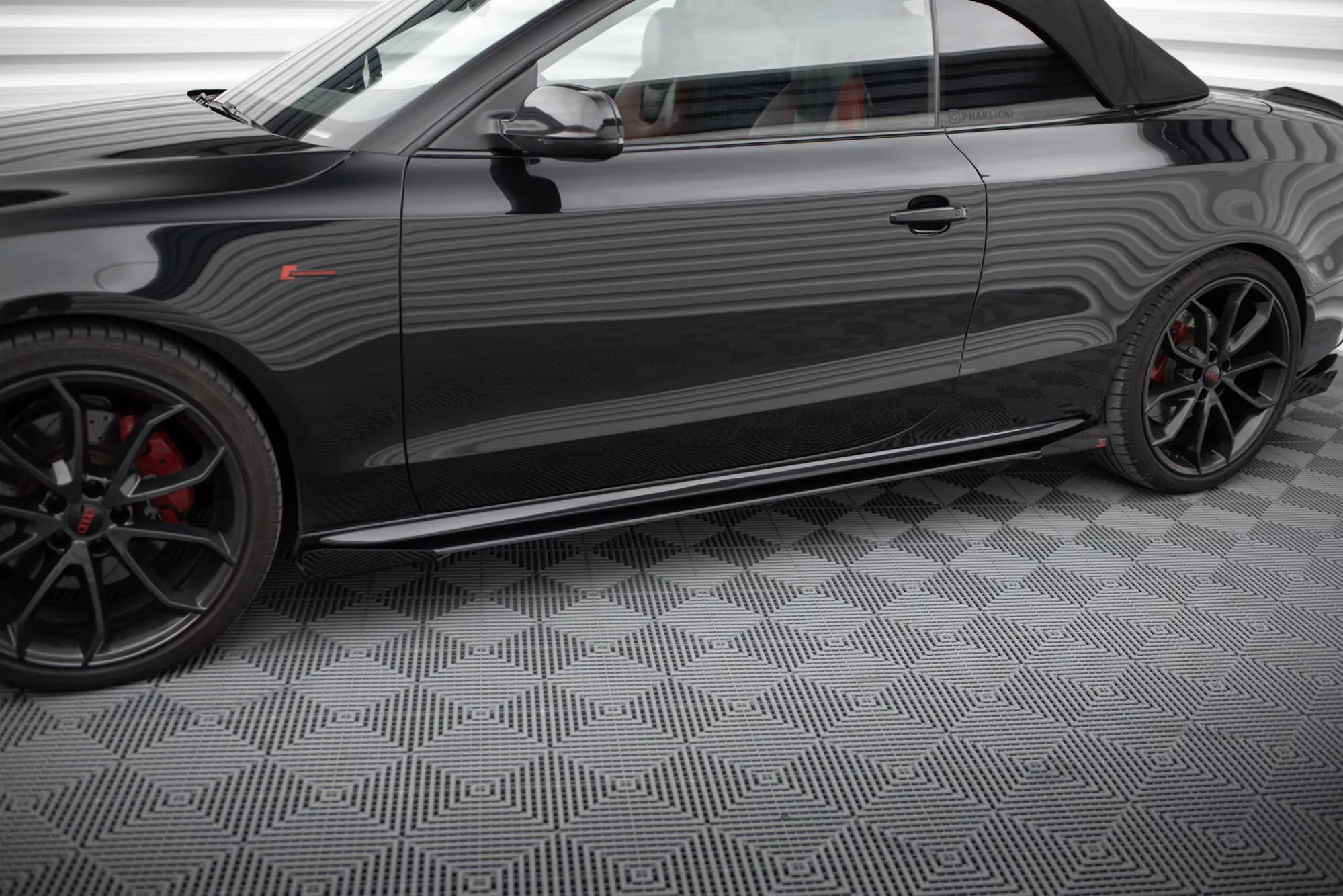 Street Pro Seitenschweller Ansatz Für + Flaps Audi A5 / A5 S-Line / S5 Coupe / Cabrio 8T / 8T Facelift Schwarz Hochglanz
