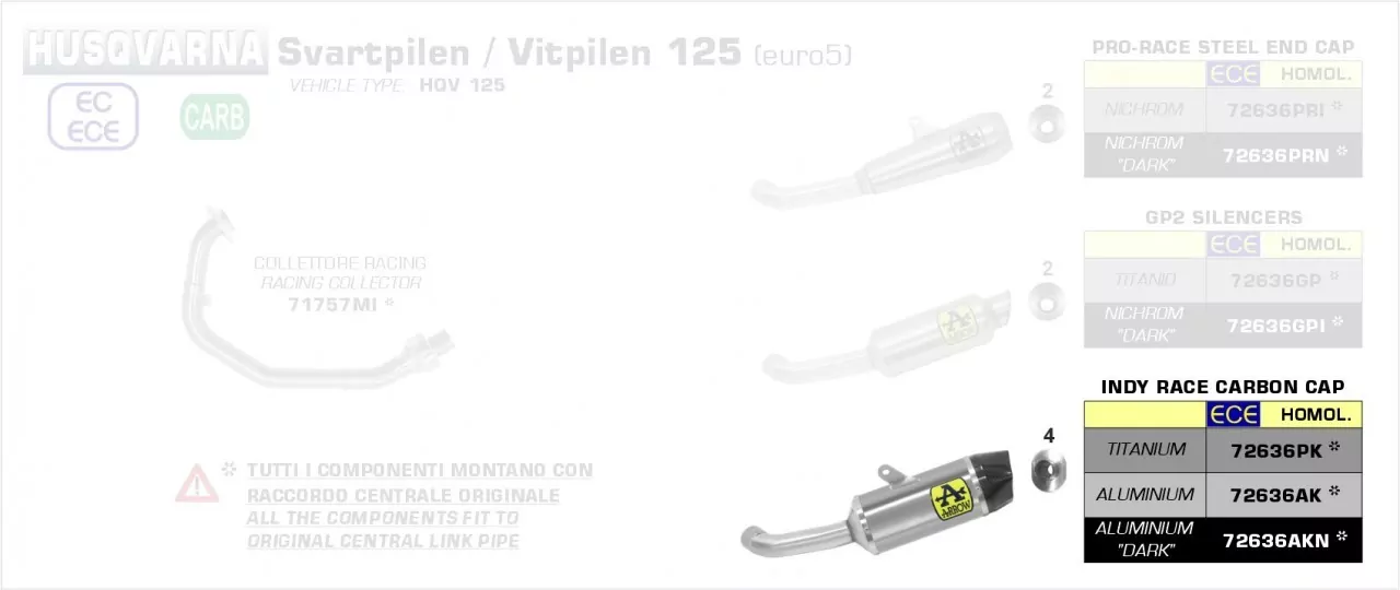 Arrow Indy Race Titan Husqvarna Svartpilen/Vitpilen 125 21-