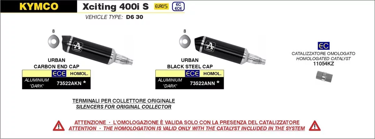 Arrow Urban Aluminium Schwarz KYMCO XCITING 400i S 21-22