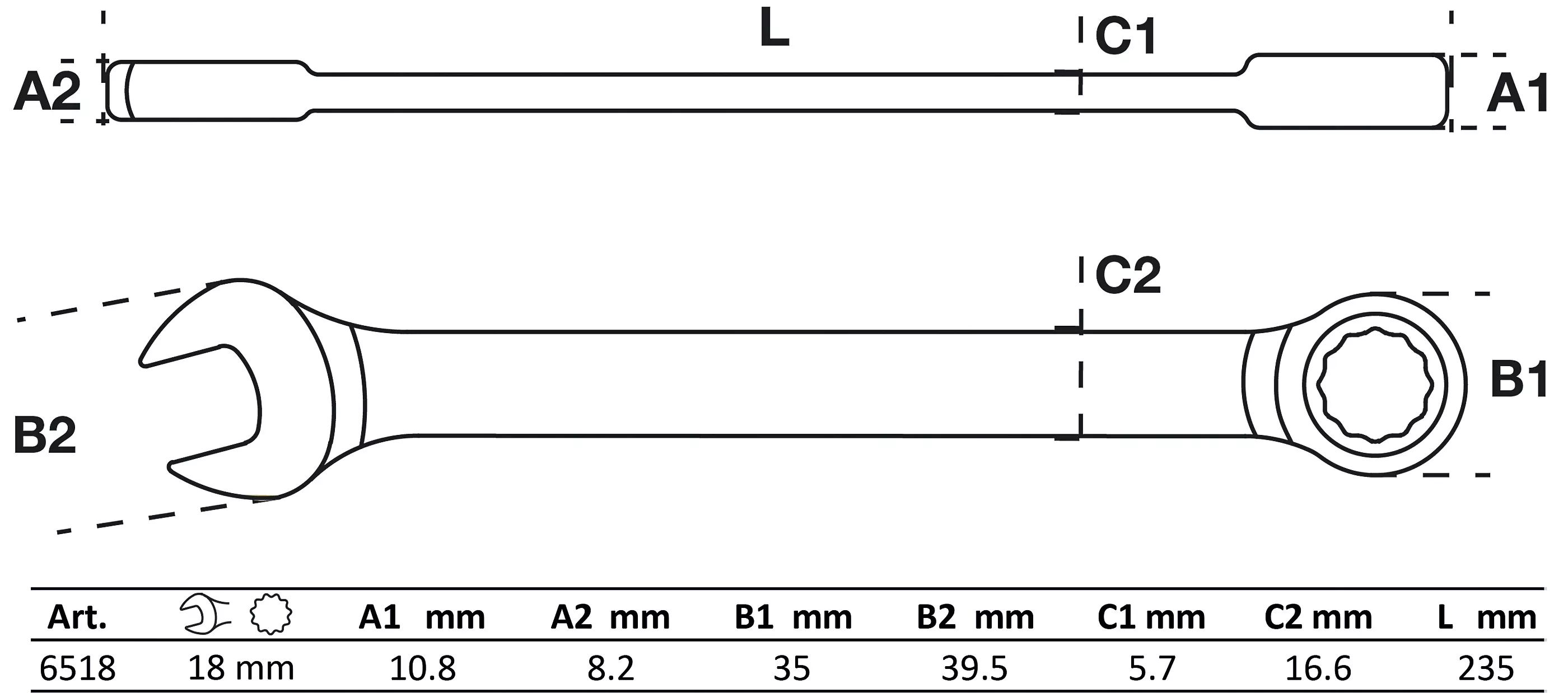 Ratschenring-Maulschlüssel | SW 18 mm