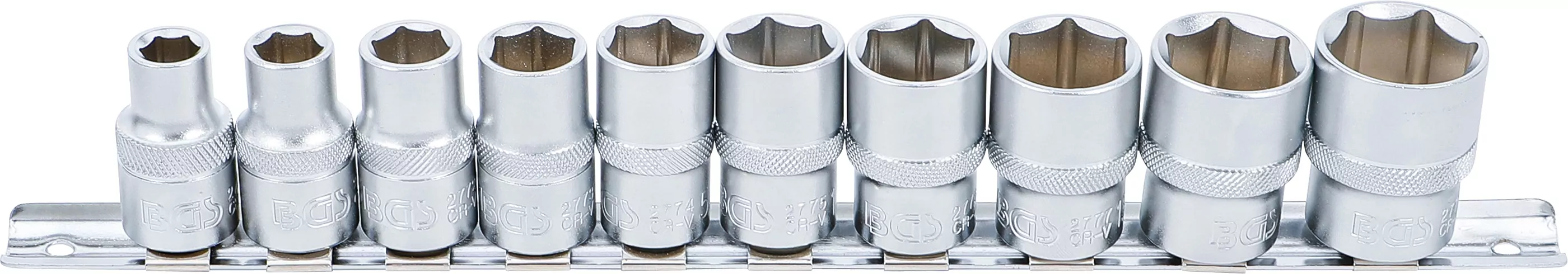 Steckschlüssel-Einsatz-Satz, Sechskant | Antrieb Innenvierkant 12,5 mm (1/2") | Zollgrößen | 10-tlg.