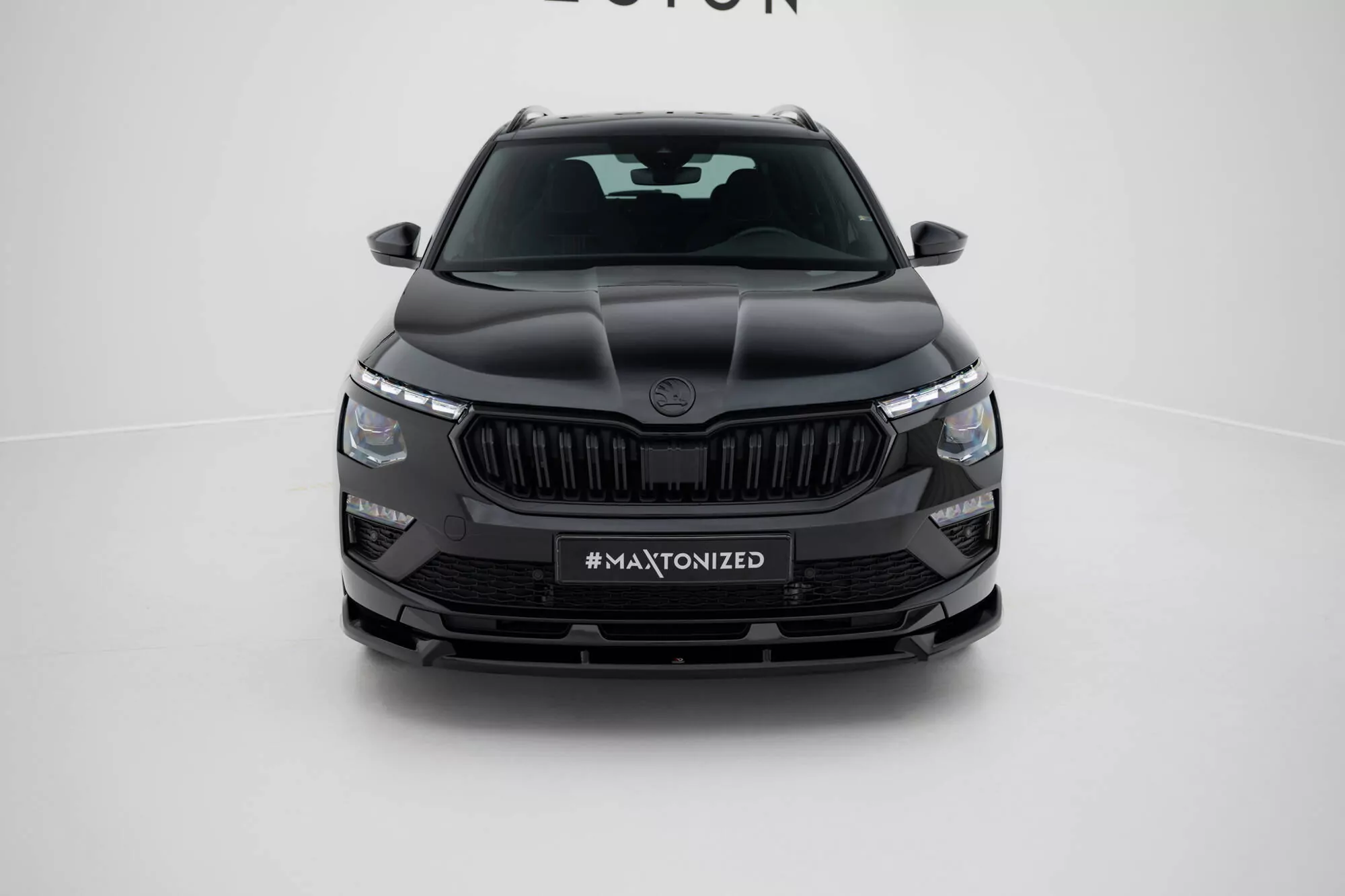 Front Ansatz V.2 Für Skoda Kamiq Monte Carlo Mk1 Facelift Schwarz Hochglanz