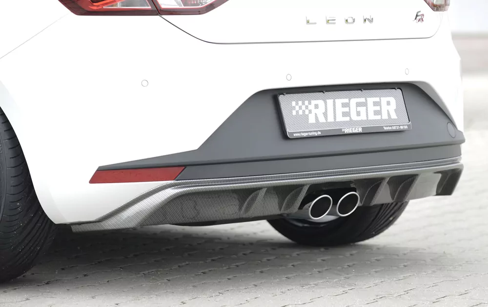 Remus Endschalldämpfer für Seat Leon (5F) 5-tür.  2 Endrohre mittig, schräg, eingerollt, 93x74 mm