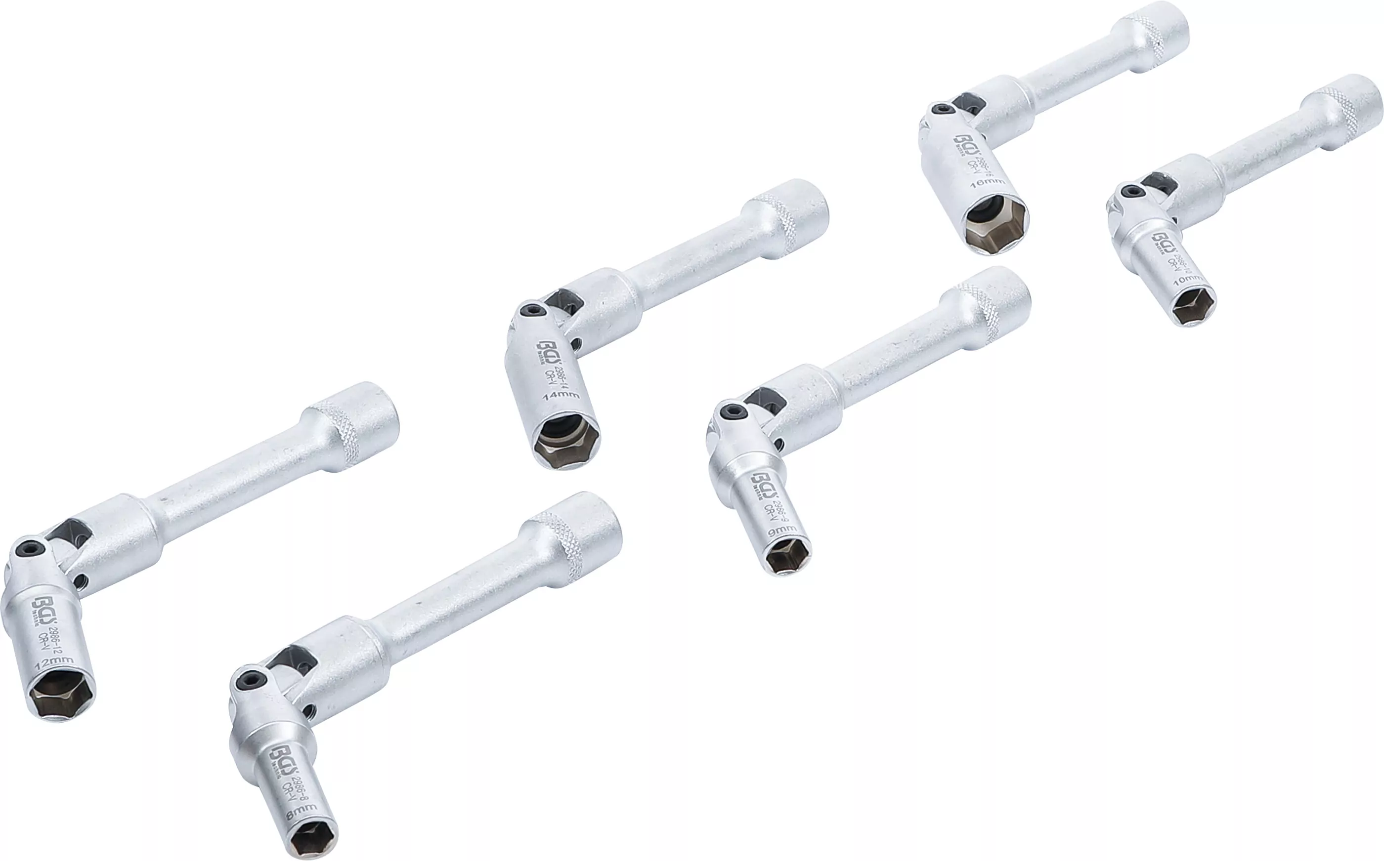 Universal Glühkerzen-Gelenkschlüssel-Satz, Sechskant | Antrieb Innenvierkant 10 mm (3/8") | SW 8 - 16 mm | 6-tlg.