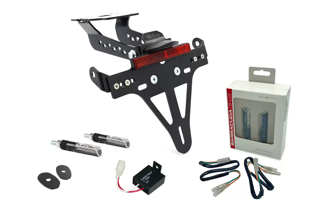 alpha Technik Kennzeichenhalter-Blinker-Kit IDEA (vorne + hinten) für Kawasaki Z900 Modelljahr 2017-2019