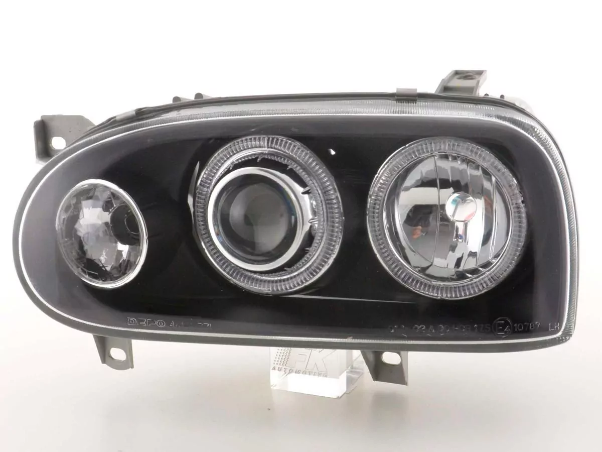 Scheinwerfer Set Angel Eyes VW Golf 3 Typ 1HXO, 1 EXO Bj. 91-97 schwarz