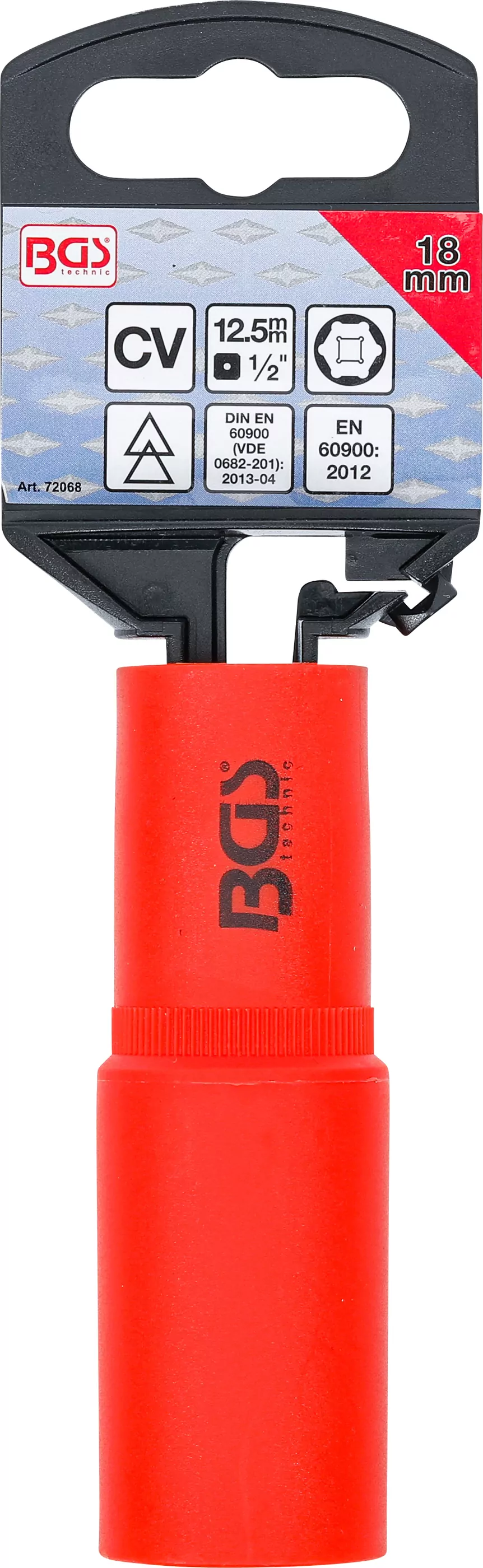 VDE-Steckschlüssel-Einsatz Sechskant | Antrieb Innenvierkant 12,5 mm (1/2") | SW 18 mm