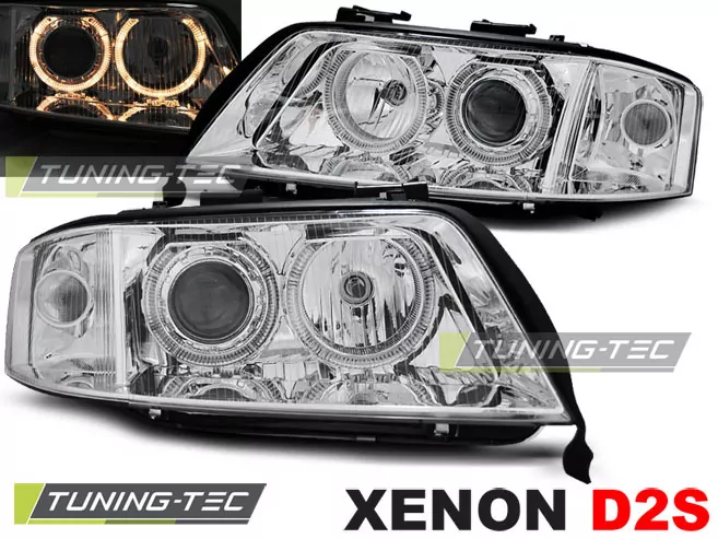 XENON HEADLIGHTS ANGEL EYES CHROME fits AUDI A6 06.01-05.04