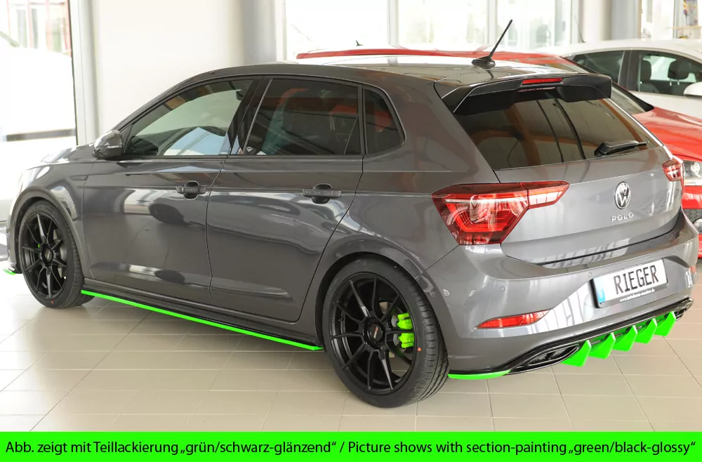 Rieger Heckeinsatz glanz schwarz für VW Polo (AW) R-Line 5-tür. 06.17-05.21 (bis Facelift)