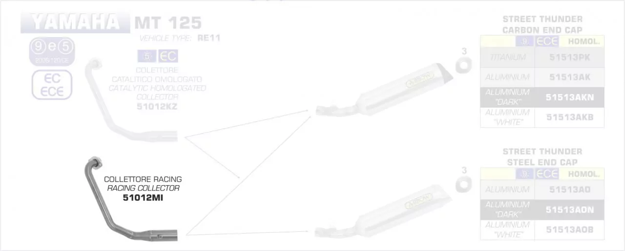 51012MI-Arrow Racing Krümmer Yamaha MT 125 14-19