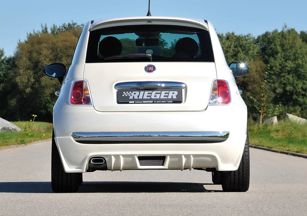 Rieger Heckschürzenansatz matt schwarz für Fiat 500 (312) 2-tür. 10.07-11.16
