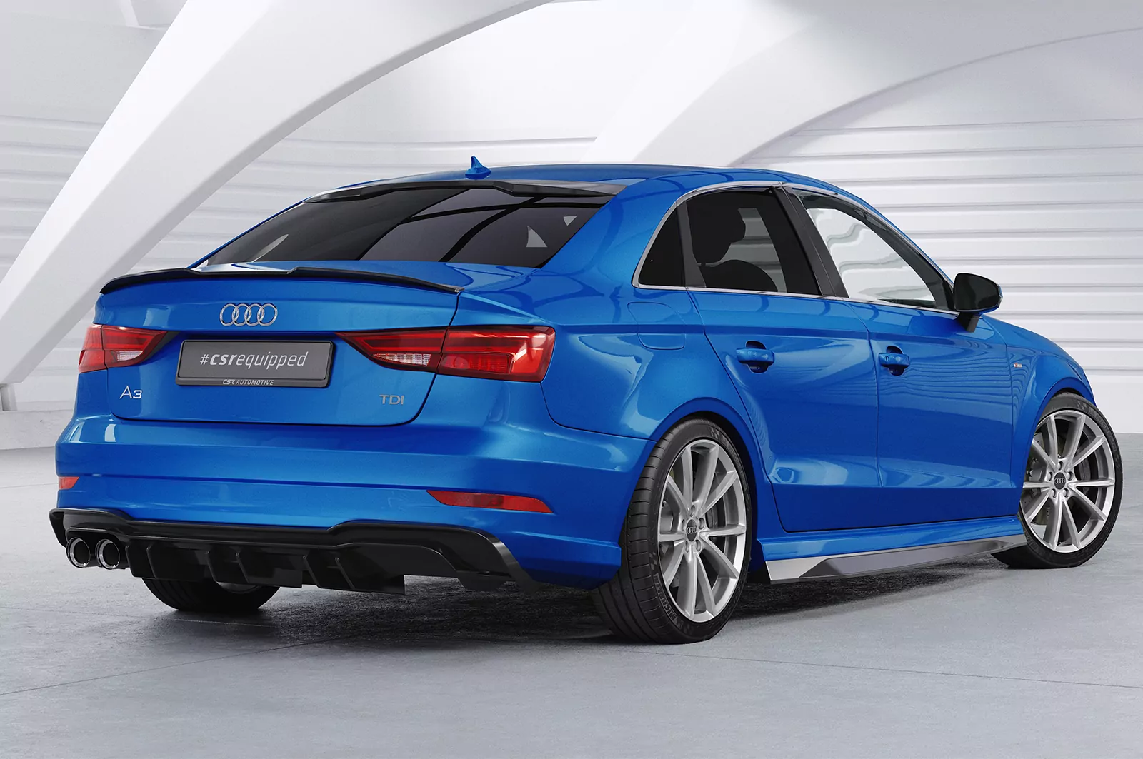 Heckansatz für Audi A3 8V S-Line Limo / Cabrio HA448 Schwarz Strukturiert