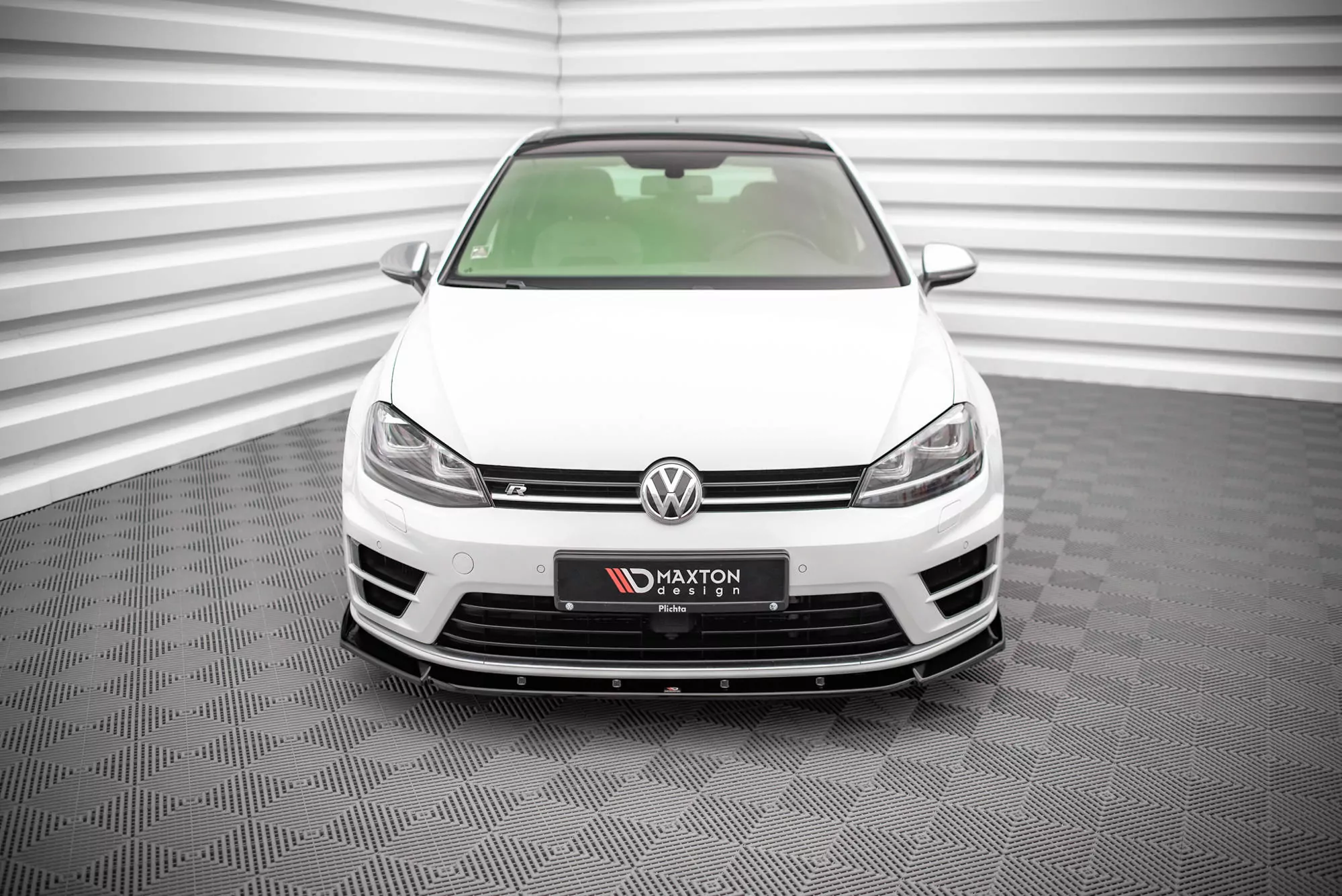 Front Ansatz V.4 Für Volkswagen Golf R / R-Line Mk7 Schwarz Hochglanz
