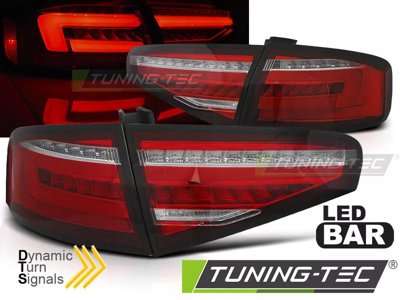 Led Bar Tail Lights Red Whie Seq Fits Audi A4 B8 12-15 Sedan Oem Bulb