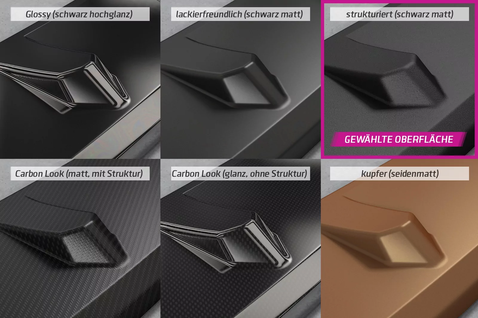 Heckansatz für Peugeot 208 GTi HA456 Schwarz Strukturiert