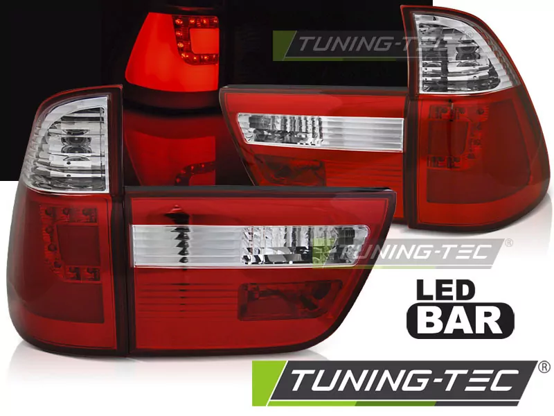 Led Bar Tail Lights Red Whie Fits Bmw X5 E53 09.99-10.03 