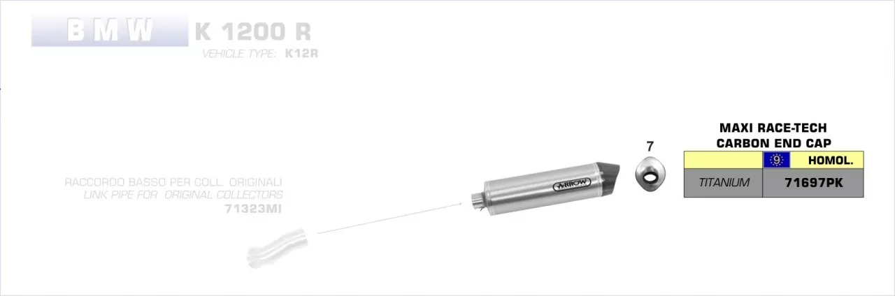 Arrow MaXi Race-Tech Approved Titanium Silencer With Carby End Cap BMW K 1200 R