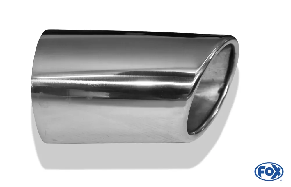 Anschweißendrohr Typ 38 - Rechts  115x85 mm / Länge: 200 mm - oval  - seitlich nach Rechts, sowie nach unten abgeschrägt / eingerollt / ohne Absorber