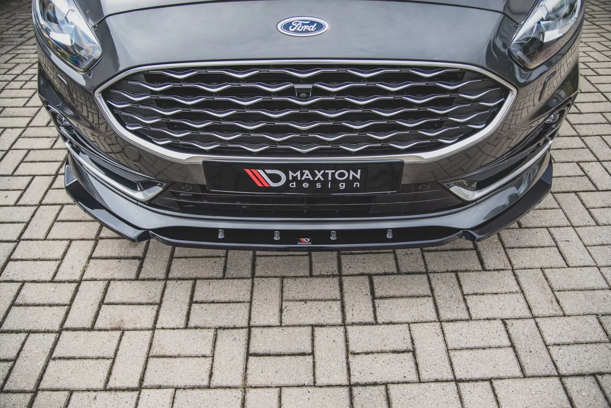 Front Ansatz Passend Für Ford S-Max Mk2 Facelift Schwarz Hochglanz