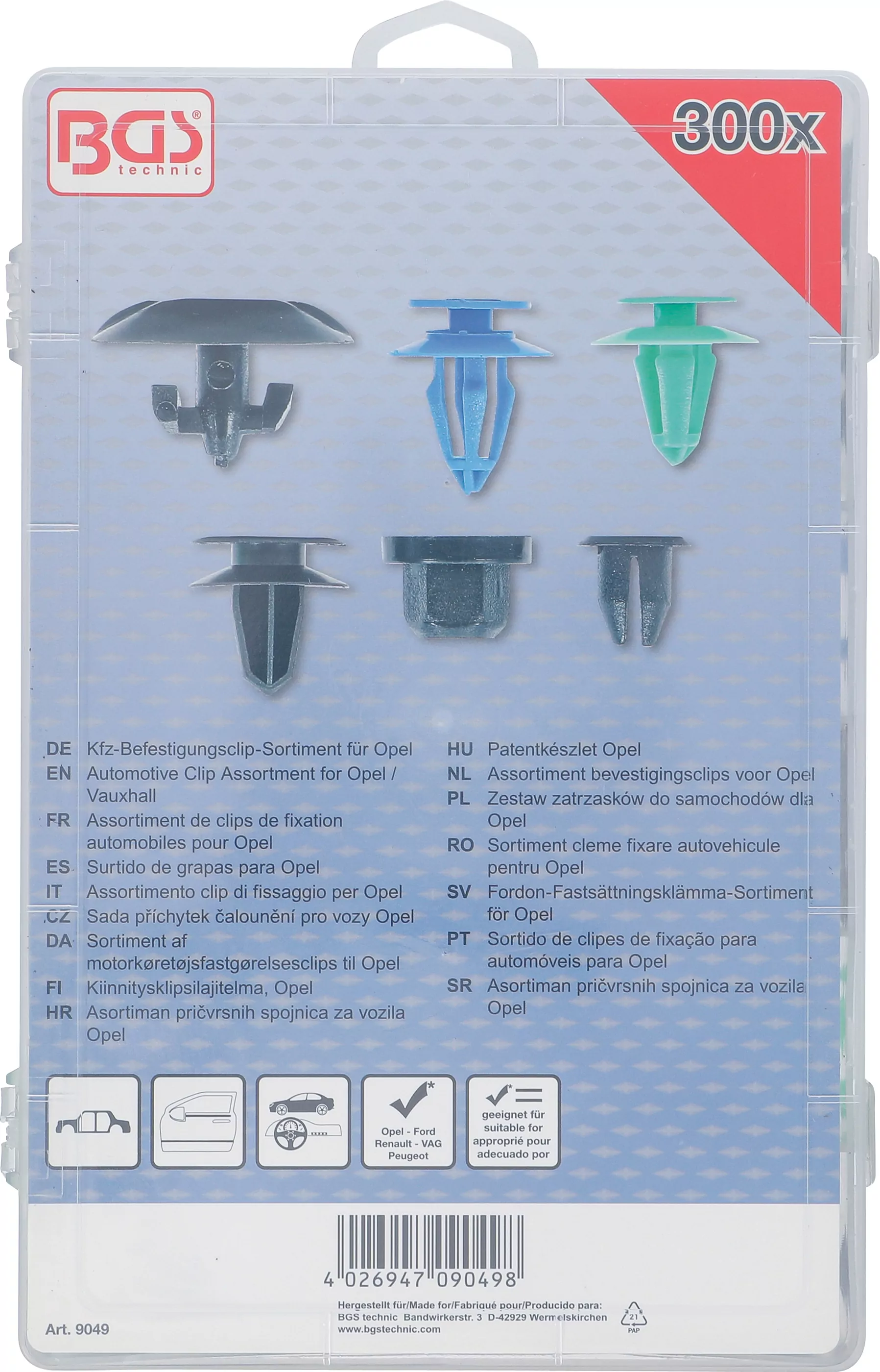 Kfz-Befestigungsclip-Sortiment für Opel | 300-tlg.