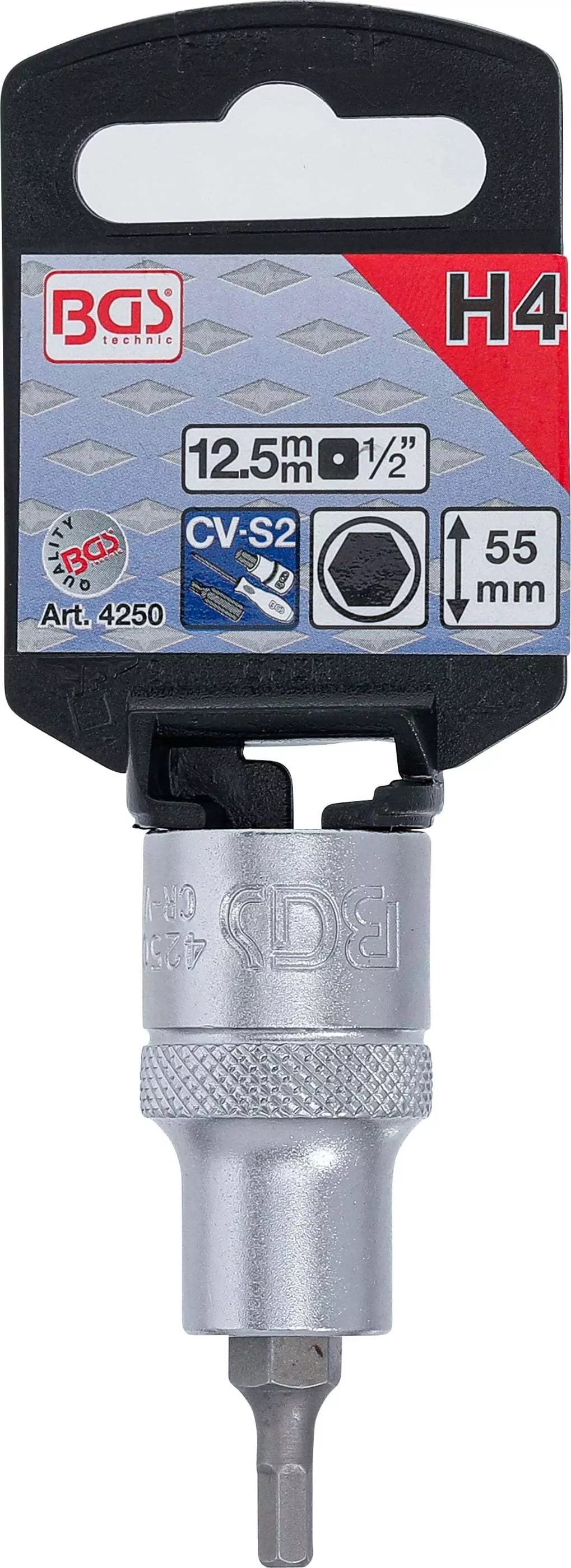 Bit-Einsatz | Antrieb Innenvierkant 12,5 mm (1/2") | Innensechskant 4 mm