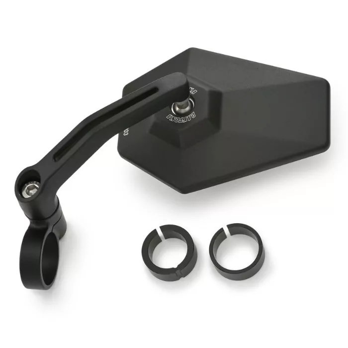 Lenkerendenspiegel "D-MIRROR-4" | Alu | schwarz |  120 x 91mm | Klemmung: 30mm | E-geprüft