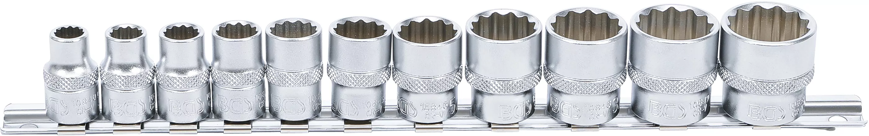 Steckschlüssel-Einsatz-Satz, Zwölfkant | Antrieb Innenvierkant 10 mm (3/8") | Zollgrößen | 11-tlg.