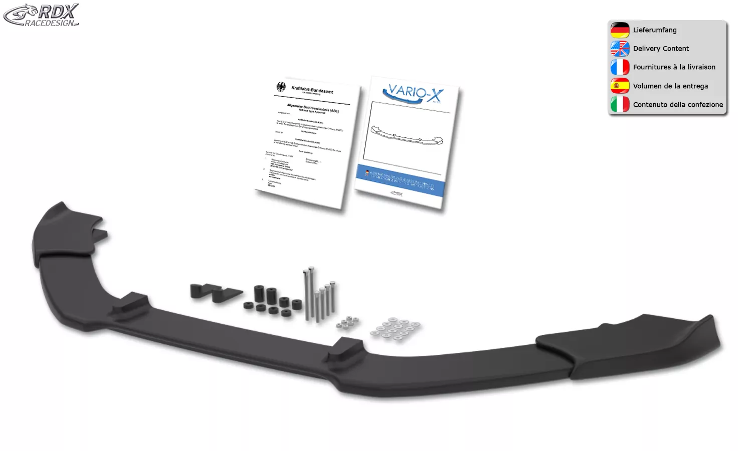 RDX Frontspoiler VARIO-X für NISSAN Swift Sport 2012+ Frontlippe Front Ansatz Vorne Spoilerlippe