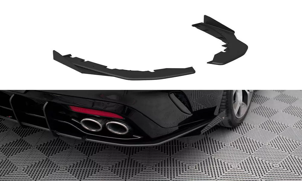 Street Pro Heck Ansatz Flaps Diffusor +Flaps Für Kia Stinger GT / GT-Line  Mk1 Schwarz Hochglanz