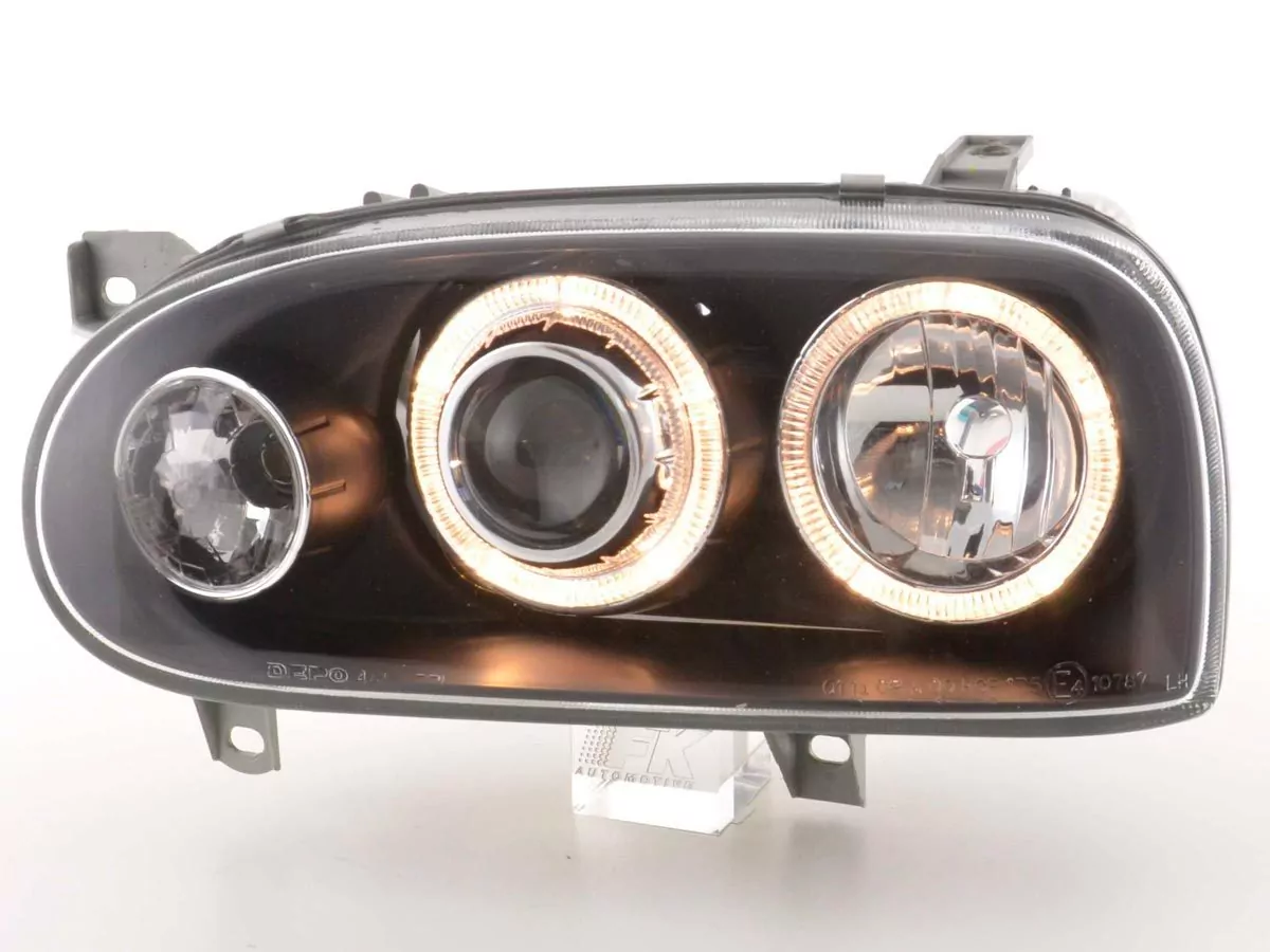 Scheinwerfer Set Angel Eyes VW Golf 3 Typ 1HXO, 1 EXO Bj. 91-97 schwarz