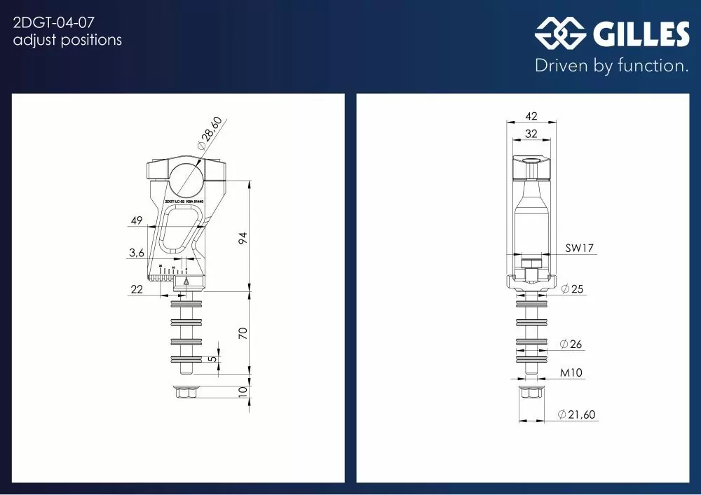 GILLES 2DGT verstellbare Lenkerböcke schwarz