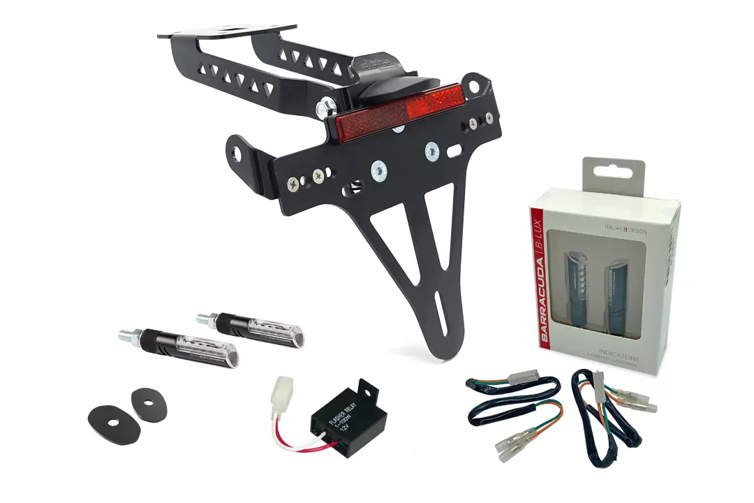 alpha Technik Kennzeichenhalter-Blinker-Kit IDEA (vorne + hinten) für Kawasaki Z650 und Ninja 650 Typ: ER650H / EX650K (Modelljahr 2017 bis 2019)