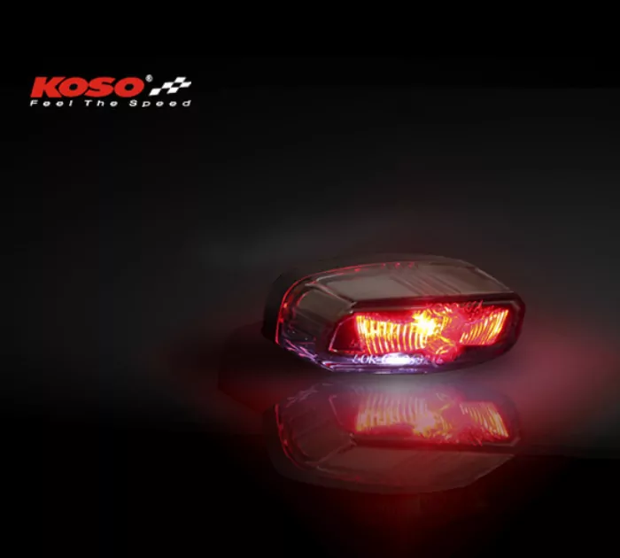 LED-Rücklicht "HAWKEYE " | getönt | mit KZB |  30 mm | Maße: H 17 x B 50,2 x T 23, mm | E-geprüft