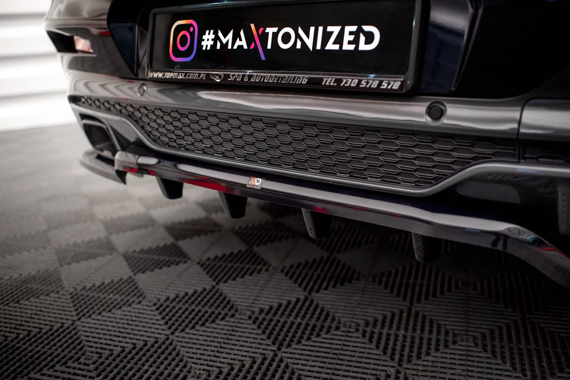 Mittlerer Diffusor Heck Ansatz DTM Look Für V.2 BMW X4 M-Paket G02 Schwarz Hochglanz