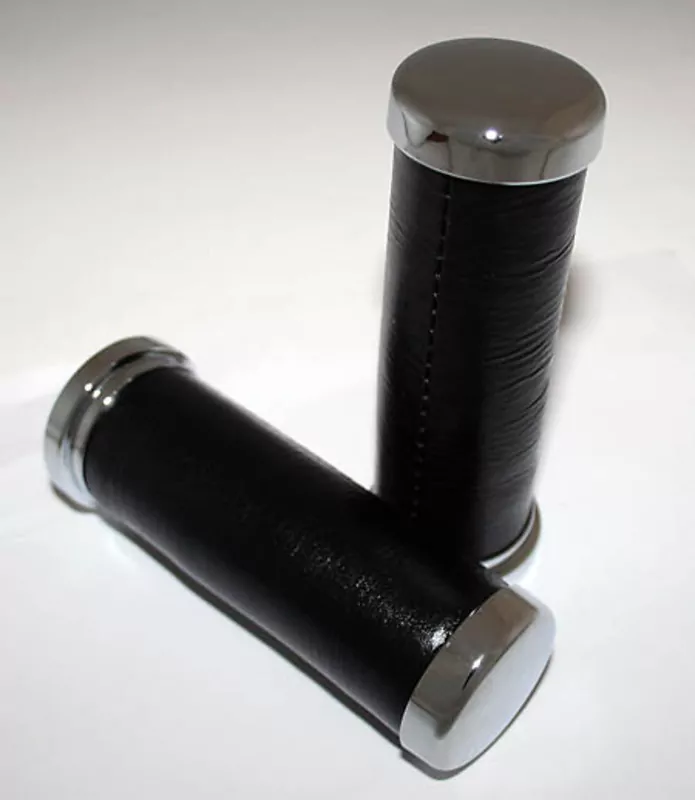 SHIN YO Handlebar Grips Chrome/leather