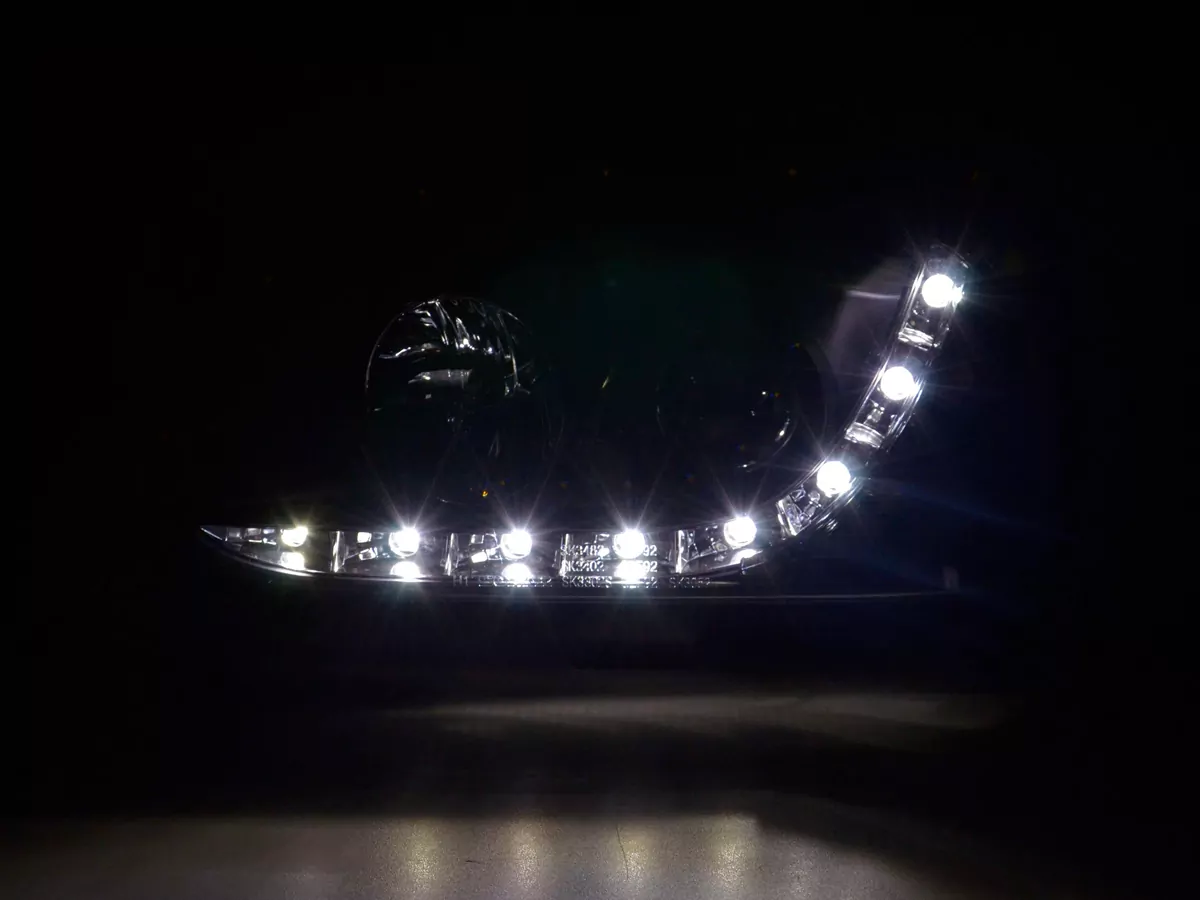 Scheinwerfer Set Daylight LED TFL-Optik VW Golf 3 Typ 1HXO 1EXO Bj. 91-97 schwarz