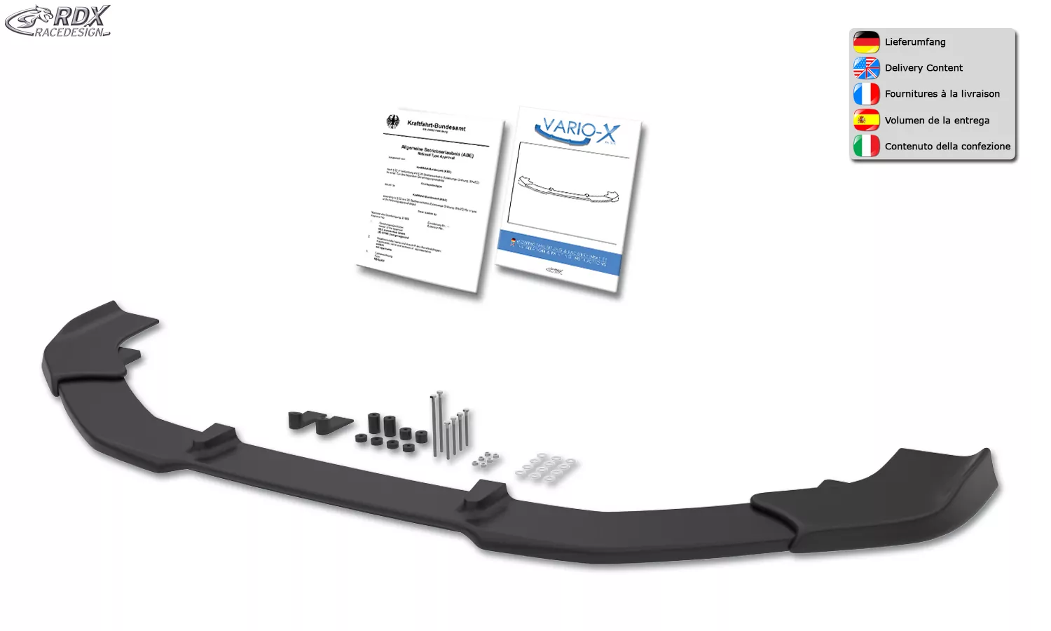 RDX Frontspoiler VARIO-X für VW Tiguan (2011-2016) Frontlippe Front Ansatz Vorne Spoilerlippe