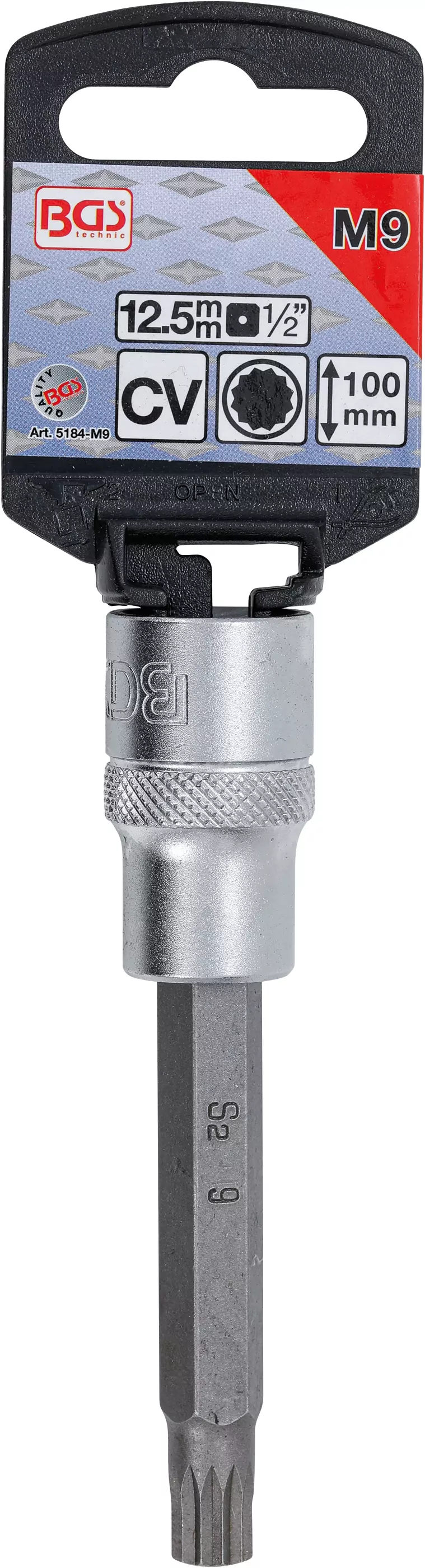 Bit-Einsatz | Länge 100 mm | Antrieb Innenvierkant 12,5 mm (1/2") | Innenvielzahn (für XZN) M9