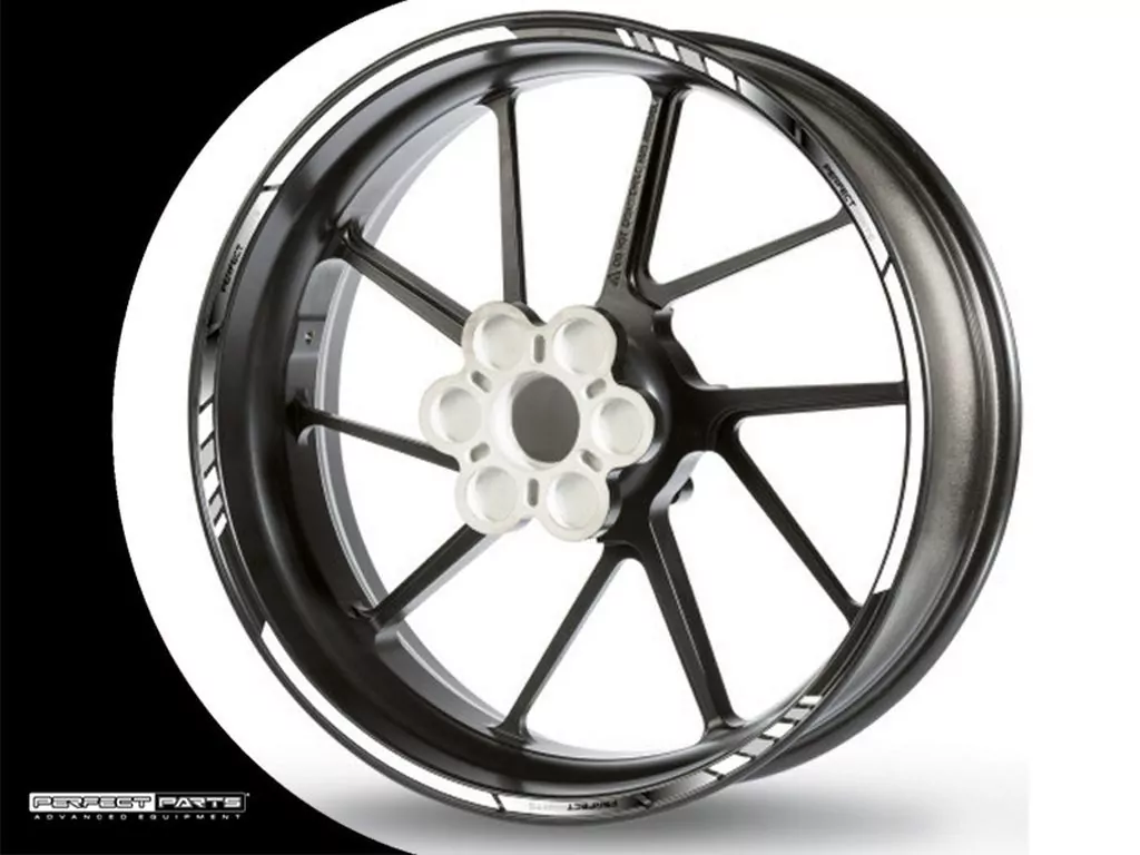 Felgenrandaufkleber GP Race weiß-chrom-schwarz