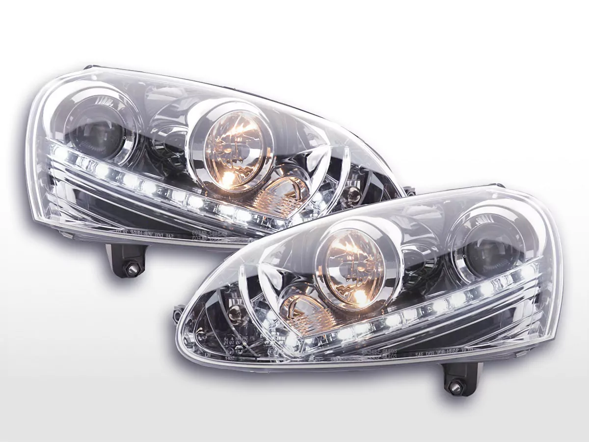 Scheinwerfer Set Daylight LED Tagfahrlicht VW Golf 5 Bj. 03-08 chrom