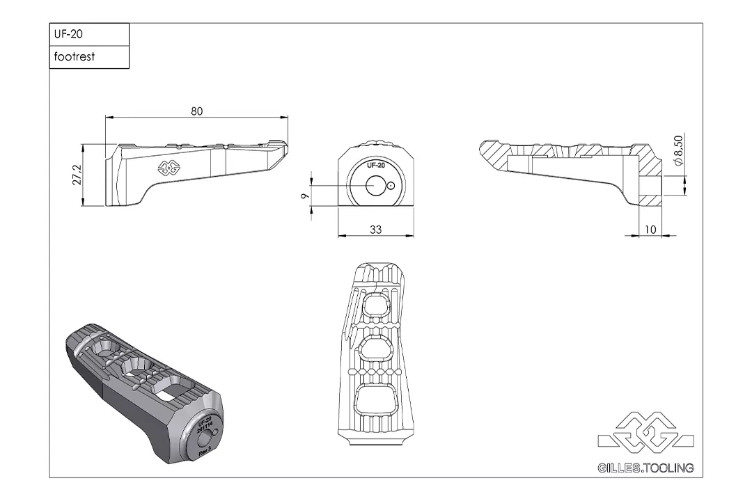 Gilles Austauschfußrasten-Kit Touring Fahrer schwarz für BMW R nineT F900R