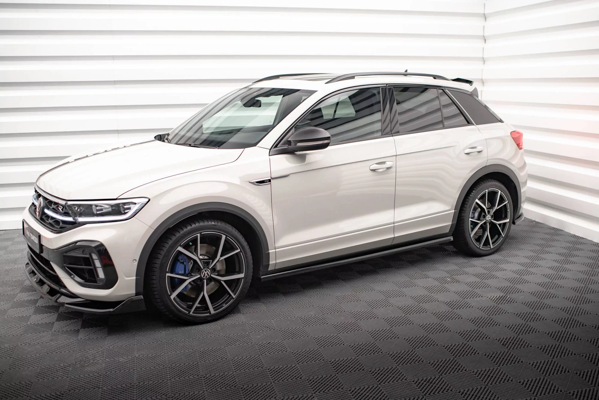 Seitenschweller Ansatz Für Volkswagen T-Roc R / R-Line Mk1 Facelift Schwarz Hochglanz