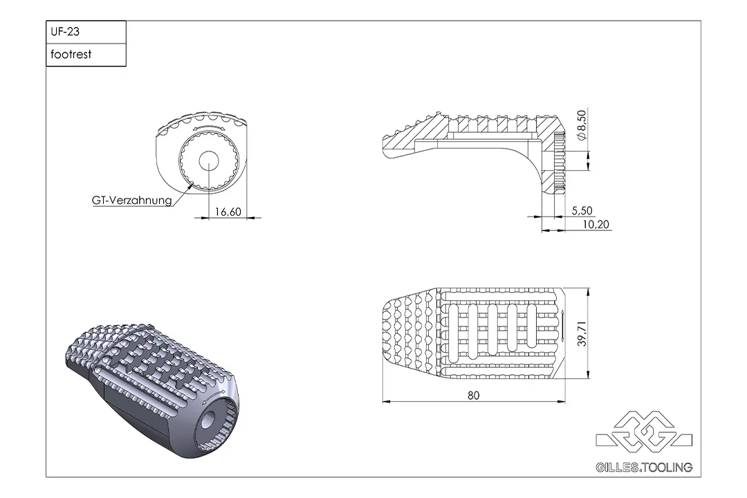 Gilles Austauschfußrasten-Kit California Fahrer schwarz für Aprilia RSV1000R Suzuki GSX-R1000